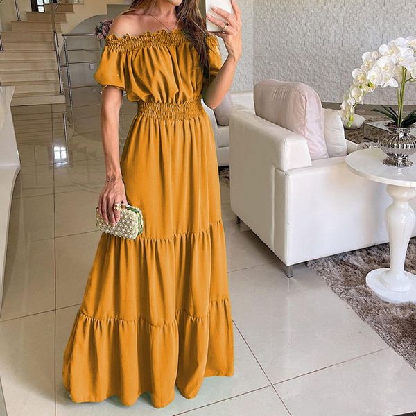 casual dresses women short sleeve pleated beach long dress elegant casual solid color slash neck dress off shoulder high waist party dress 2, Black;gray
casual dresses women short sleeve pleated beach long dress elegant casual solid color slash neck dress off shoulder high waist party dress 2, Black;gray