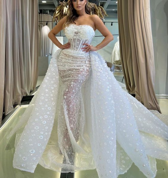 mermaid wedding dresses sleeveless bateau appliques sequins beaded ruffles detachable train 3d lace floor length bridal gowns custom made ab, White
mermaid wedding dresses sleeveless bateau appliques sequins beaded ruffles detachable train 3d lace floor length bridal gowns custom made ab, White