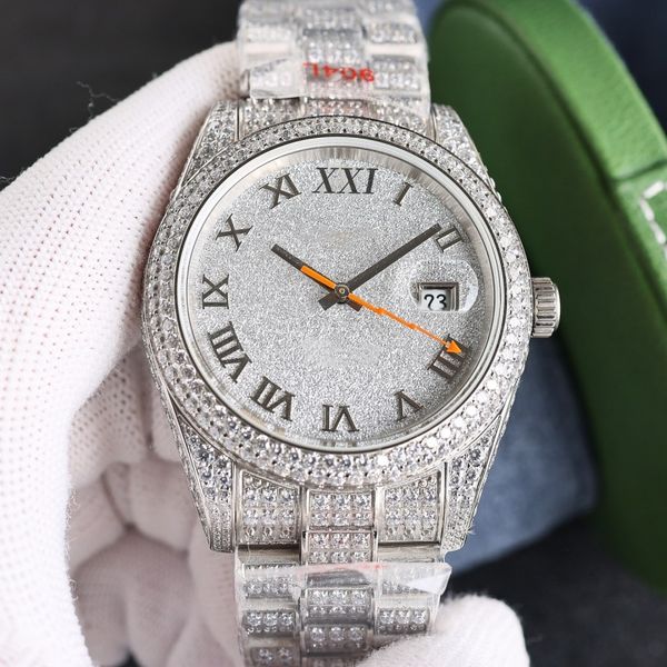 new men's fashion watch 41mm watch gold diamond face watch diamond strap watch automatic mechanical wristwatch, Silver
new men's fashion watch 41mm watch gold diamond face watch diamond strap watch automatic mechanical wristwatch, Silver