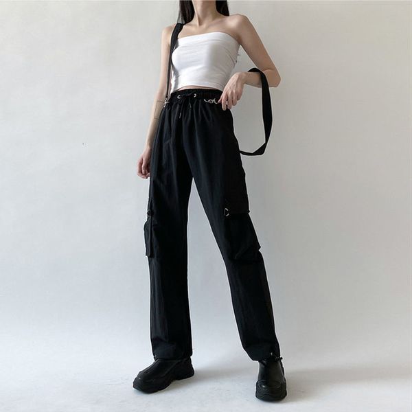 women's pants fashion harajuku cargo black detachable strap trousers female elastic waist streetwear pant casual 230329, Black;white
women's pants fashion harajuku cargo black detachable strap trousers female elastic waist streetwear pant casual 230329, Black;white
