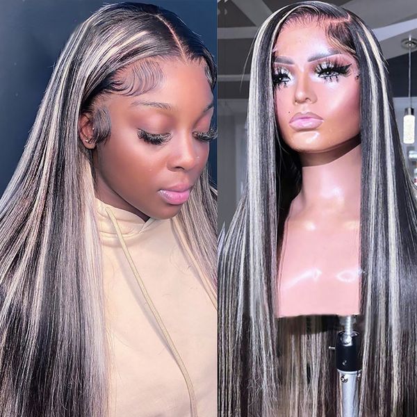 Grey Highlight Wig Human Hair 36 inch Grey Straight Lace Front Wig 250 Density Blonde/Black /Red Synthetic Lace Wig Preplucked, P2
Grey Highlight Wig Human Hair 36 inch Grey Straight Lace Front Wig 250 Density Blonde/Black /Red Synthetic Lace Wig Preplucked, P2