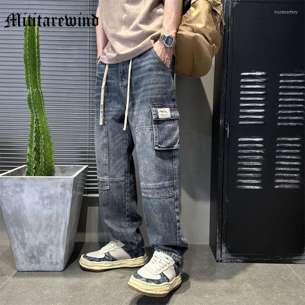 2023ssmen's summer chinese fashion cargo multi porkets men pants loose straight wide leg casual denim high street y2k hip hop trousers, Blue
2023ssmen's summer chinese fashion cargo multi porkets men pants loose straight wide leg casual denim high street y2k hip hop trousers, Blue