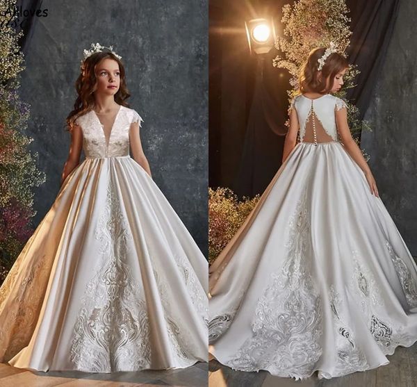 ivory satin flower girl' dresses with cap sleeves v neck embroidery lace little girl' pageant party gowns kids toddler a line lo, White;blue
ivory satin flower girl' dresses with cap sleeves v neck embroidery lace little girl' pageant party gowns kids toddler a line lo, White;blue
