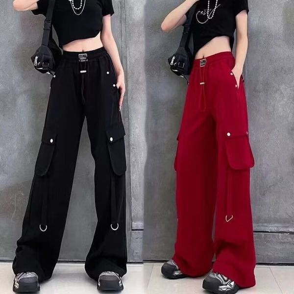 women's pants 's wideleg 2023 autumn elastic waist straight pocket overall suit full length trouser female 230329, Black;white
women's pants 's wideleg 2023 autumn elastic waist straight pocket overall suit full length trouser female 230329, Black;white