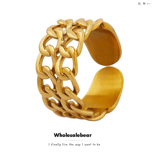 luxury fashion design double layer chain band rings adjustable opening 18k genuine gold plated, Silver
luxury fashion design double layer chain band rings adjustable opening 18k genuine gold plated, Silver
