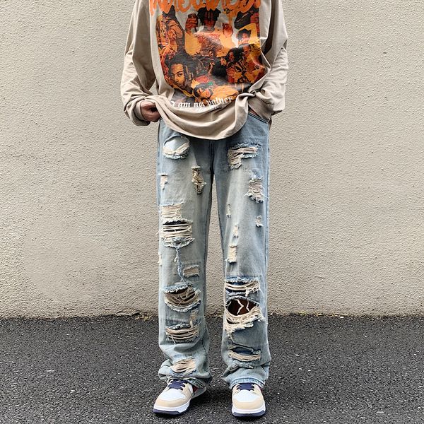 men's jeans deeptown ripped men vintage hole straight denim pants punk casual trousers male blue destroy washed streetwear hip hop 2303
men's jeans deeptown ripped men vintage hole straight denim pants punk casual trousers male blue destroy washed streetwear hip hop 2303