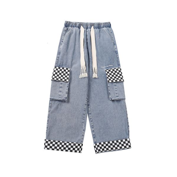 men's jeans contrasting color checkerboard multipocket washed men's casual wideleg pants street trend loose straight baggy 230329, Blue
men's jeans contrasting color checkerboard multipocket washed men's casual wideleg pants street trend loose straight baggy 230329, Blue