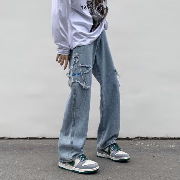 men's jeans 2023 vibe style star embroidery straight baggy men pants y2k clothes hip hop wide vintage denim trousers pantalones hombre, Blue
men's jeans 2023 vibe style star embroidery straight baggy men pants y2k clothes hip hop wide vintage denim trousers pantalones hombre, Blue