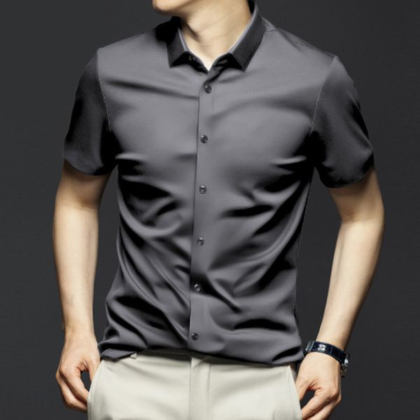 men's casual shirts 6xl large solid short sleeve summer ice silk noniron luxury business slim fit shirt wrinkle resistant 230329, White;black
men's casual shirts 6xl large solid short sleeve summer ice silk noniron luxury business slim fit shirt wrinkle resistant 230329, White;black