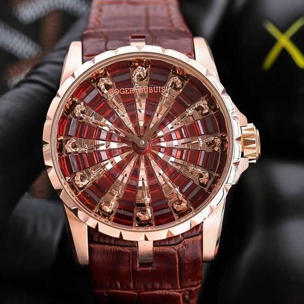 roger duby watch luxury watches mechanical movement for men, Slivery;brown