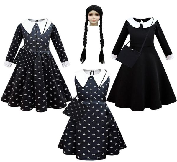 girls dresses fashion kids movie wednesday addams cosplay princess dress and wig bag set girl halloween costume carnival gothic bl3600683, Red;yellow
girls dresses fashion kids movie wednesday addams cosplay princess dress and wig bag set girl halloween costume carnival gothic bl3600683, Red;yellow