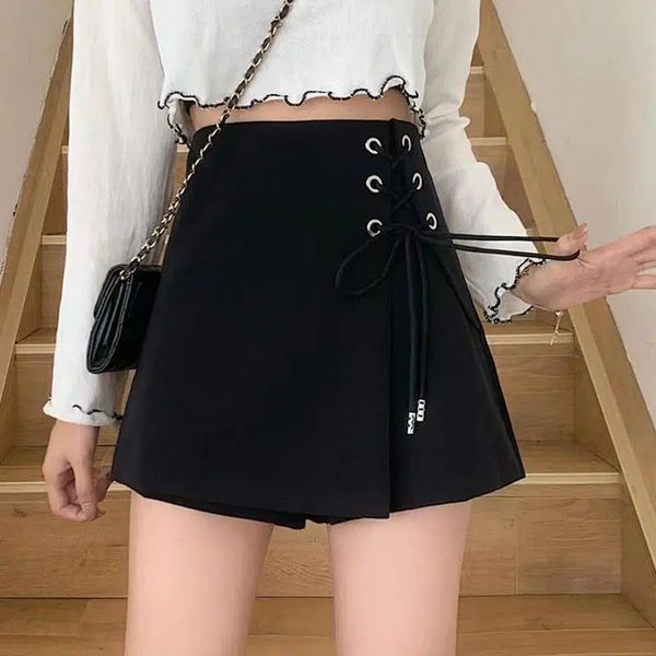 women's shorts mexzt women skirts high waist bandage irregular a line mini skirt preppy korean elegant lady wide leg casual short pants, White;black
women's shorts mexzt women skirts high waist bandage irregular a line mini skirt preppy korean elegant lady wide leg casual short pants, White;black
