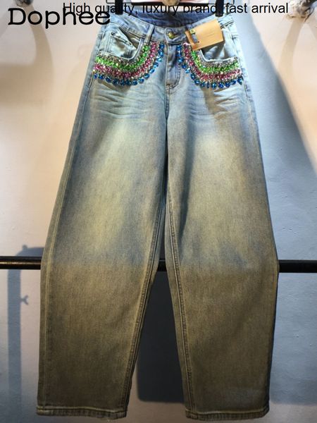 women's jeans colorful diamond crystals high waist jean loose slimming stretch denim cropped pants 2023 spring pantalones mujer 230329, Blue
women's jeans colorful diamond crystals high waist jean loose slimming stretch denim cropped pants 2023 spring pantalones mujer 230329, Blue