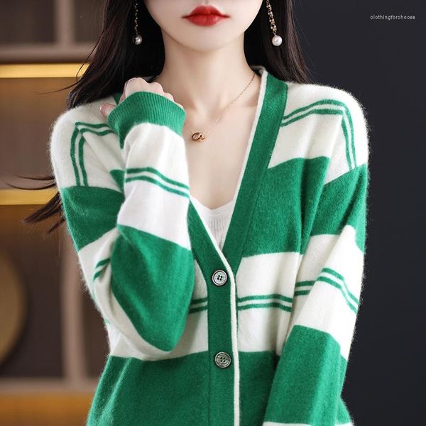 fancy woman women's knits 2023 spring pure wool cardigan women's v-neck casual knitting color contrast korean version versatile co, White
fancy woman women's knits 2023 spring pure wool cardigan women's v-neck casual knitting color contrast korean version versatile co, White