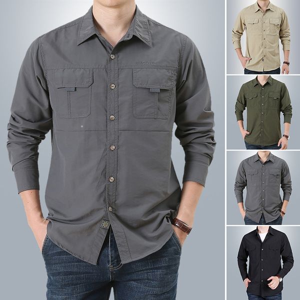 men's casual shirts men long sleeve cargo shirts casual solid shirt male oversized pocket work business shirt mens military hiking shir, White;black
men's casual shirts men long sleeve cargo shirts casual solid shirt male oversized pocket work business shirt mens military hiking shir, White;black