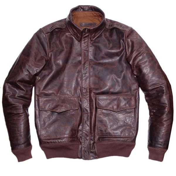 men's leather faux jacket a2 avaitor bomber military uniform horsehide brown winter autumn wear vintage clothes 230329, Black
men's leather faux jacket a2 avaitor bomber military uniform horsehide brown winter autumn wear vintage clothes 230329, Black