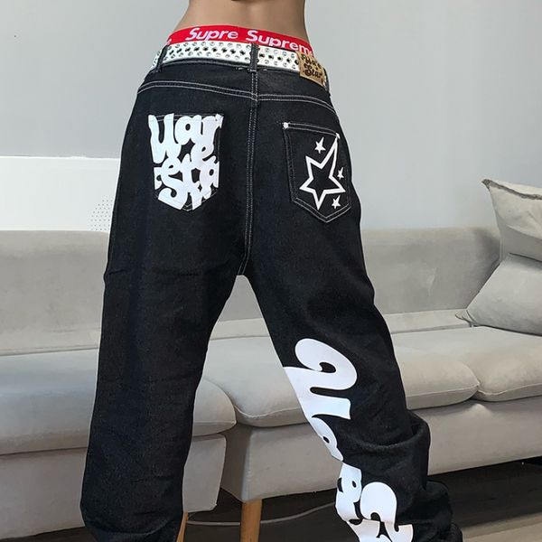 women's jeans letter print baggy jean high street vintage hip hop wide leg women casual straight waisted woman 230329, Blue
women's jeans letter print baggy jean high street vintage hip hop wide leg women casual straight waisted woman 230329, Blue