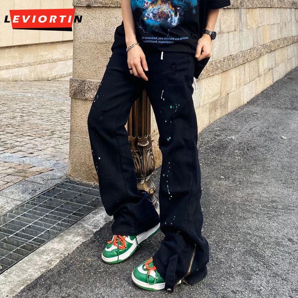 men's jeans high street men trousers fashion design splicing zipper straight pants loose vibe splash ink wide leg denim for man 230329, Blue
men's jeans high street men trousers fashion design splicing zipper straight pants loose vibe splash ink wide leg denim for man 230329, Blue