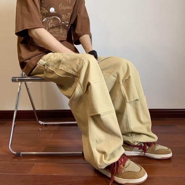 men's pants loose straight wide leg baggy pants men's trend ruffian handsome versatile original vibe japanese streetwear 2023 2303, Black
men's pants loose straight wide leg baggy pants men's trend ruffian handsome versatile original vibe japanese streetwear 2023 2303, Black