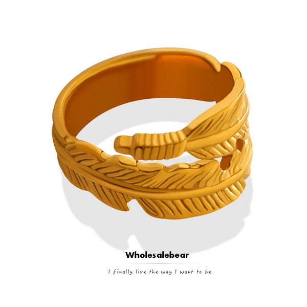 fashion titanium steel 18k gold plated feather ring adjustable size gift jewelry for men and women, Silver
fashion titanium steel 18k gold plated feather ring adjustable size gift jewelry for men and women, Silver
