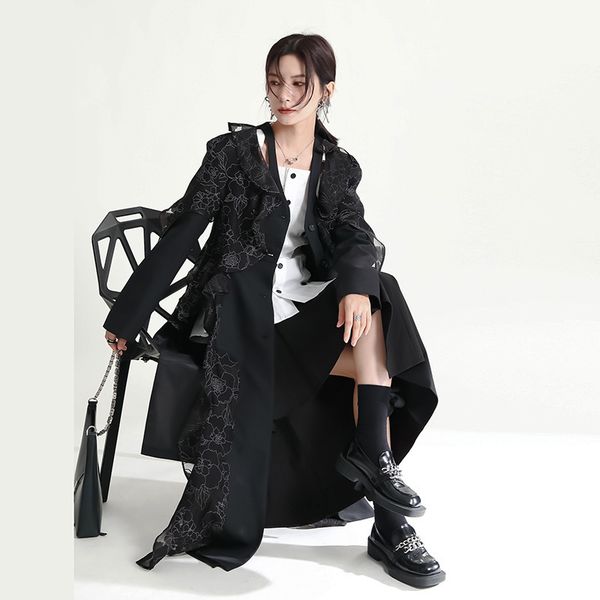 women's trench coats 2023 designer organza flanged stitching hollowed out irregular long trench coat 230329, Tan;black
women's trench coats 2023 designer organza flanged stitching hollowed out irregular long trench coat 230329, Tan;black