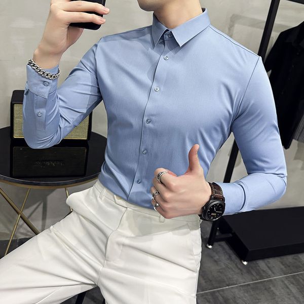 men's casual shirts four season solid long sleeve shirt men slim fit social seamless white tuxedo 230329, White;black
men's casual shirts four season solid long sleeve shirt men slim fit social seamless white tuxedo 230329, White;black