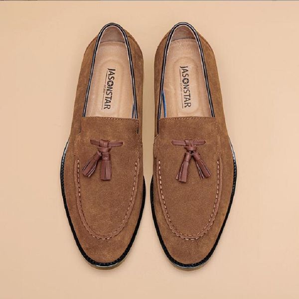 design men suede leather shoes moccasins brown tassel pointed men's loafers vintage slip-on casual men social dress shoe d2h4, Black
design men suede leather shoes moccasins brown tassel pointed men's loafers vintage slip-on casual men social dress shoe d2h4, Black