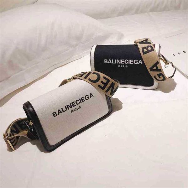 designer bag canvas printed small square fashion wide belt single shoulder bag