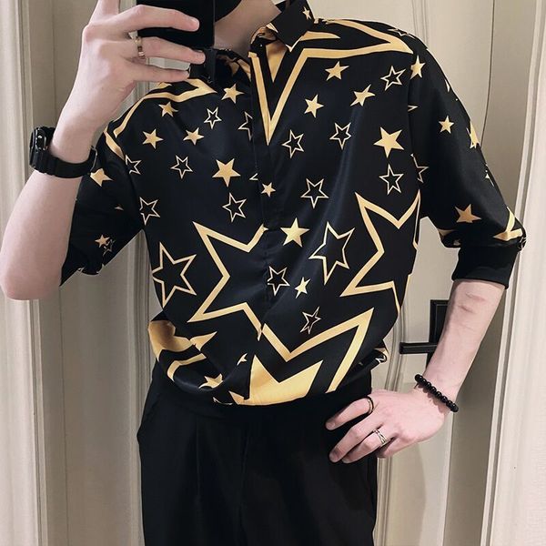 men's casual shirts fashion lapel button half sleeve printed clothing 2023 spring pullovers loose korean shirt 230329, White;black
men's casual shirts fashion lapel button half sleeve printed clothing 2023 spring pullovers loose korean shirt 230329, White;black