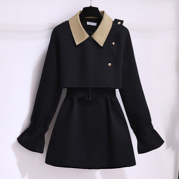 women's trench coat's spring autumn coats 2023 korean lady chic graceful black outerwear with waistbelt fashion joker jacket femal, Tan;black
women's trench coat's spring autumn coats 2023 korean lady chic graceful black outerwear with waistbelt fashion joker jacket femal, Tan;black