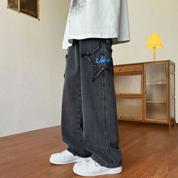 men's jeans wear 2023 star embroidery recreational brown large size loose straight cylinder broad leg trousers spring female 230329, Blue
men's jeans wear 2023 star embroidery recreational brown large size loose straight cylinder broad leg trousers spring female 230329, Blue