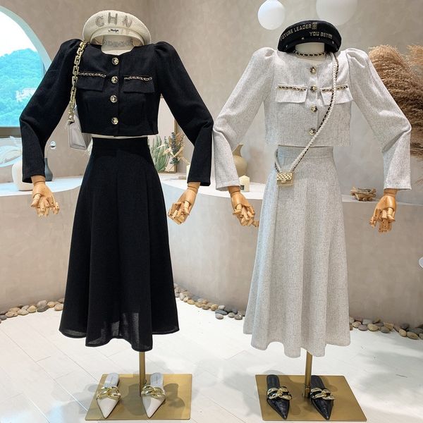 two piece dress small fragrance two piece tweed sets womens outifits o neck black jacket a line skirts long korean clothes autumn winter 230, White
two piece dress small fragrance two piece tweed sets womens outifits o neck black jacket a line skirts long korean clothes autumn winter 230, White