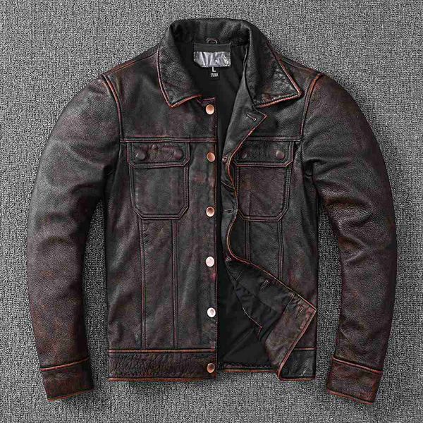 men's leather faux 2023 vintage brown workwear cowboy genuine jacket natural cowhide coat stone mill old style clothes 230329, Black
men's leather faux 2023 vintage brown workwear cowboy genuine jacket natural cowhide coat stone mill old style clothes 230329, Black