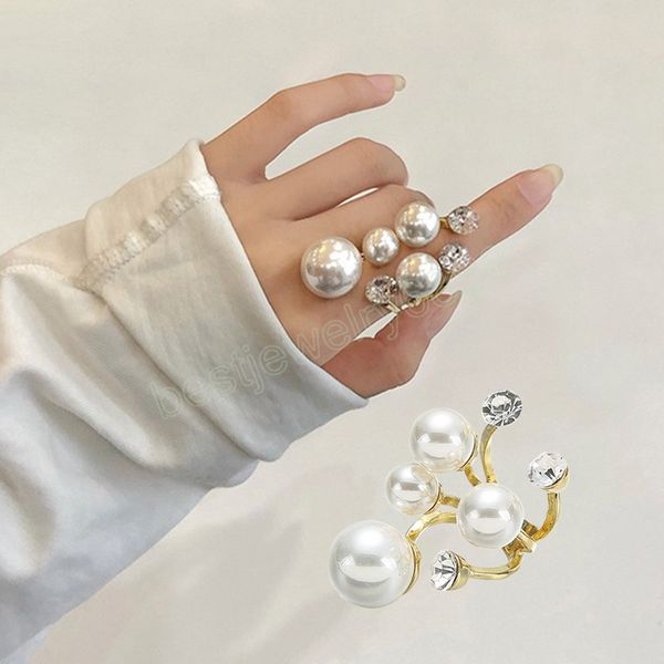 women's irregular crystal rhinestone adjustable rings ladies imitation pearl finger open ring fashion wedding party jewelry gift, Silver
women's irregular crystal rhinestone adjustable rings ladies imitation pearl finger open ring fashion wedding party jewelry gift, Silver