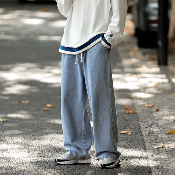 men's jeans baggy jeans men straight wide leg pants drawstring simple solid color casual denim trousers male streetwear plus size -5xl, Blue
men's jeans baggy jeans men straight wide leg pants drawstring simple solid color casual denim trousers male streetwear plus size -5xl, Blue