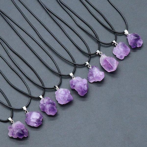 natural crystal 10-18mm amethyst rough stone pendant necklace for women jewelry gift, Silver
natural crystal 10-18mm amethyst rough stone pendant necklace for women jewelry gift, Silver