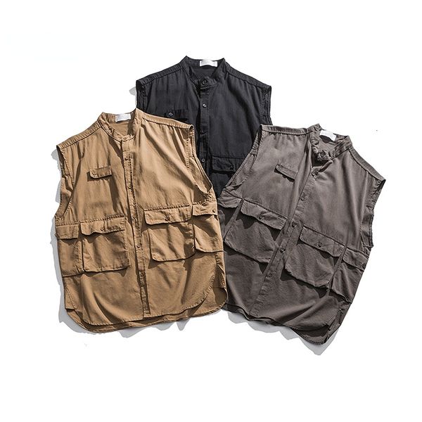 men's vests cotton tank coat multi pocket single breasted retro solid outdoor travel fishing sleeveless jacket 230329, Black;white
men's vests cotton tank coat multi pocket single breasted retro solid outdoor travel fishing sleeveless jacket 230329, Black;white