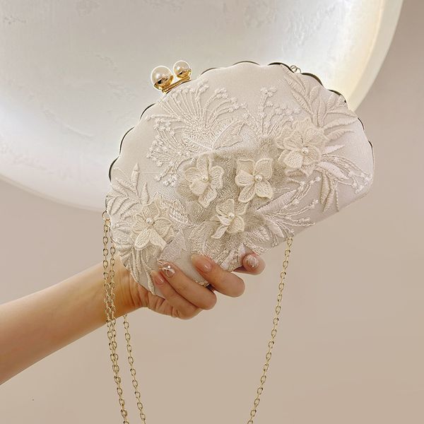 evening bags women flowers egg shaped clutch purse mini party dinner with chain drop 230329