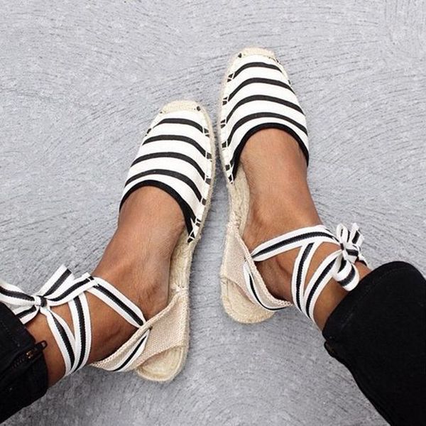sandals summer canvas women espadrilles ankle strap platform mediterranean style stripe lace up flat 230329, Black
sandals summer canvas women espadrilles ankle strap platform mediterranean style stripe lace up flat 230329, Black