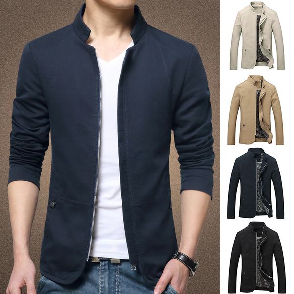 men's jackets s-5xl 4colors stand collar zipper slim men jacket casual soft all match autumn spring daily travel party fit outwear coat, Black;brown
men's jackets s-5xl 4colors stand collar zipper slim men jacket casual soft all match autumn spring daily travel party fit outwear coat, Black;brown