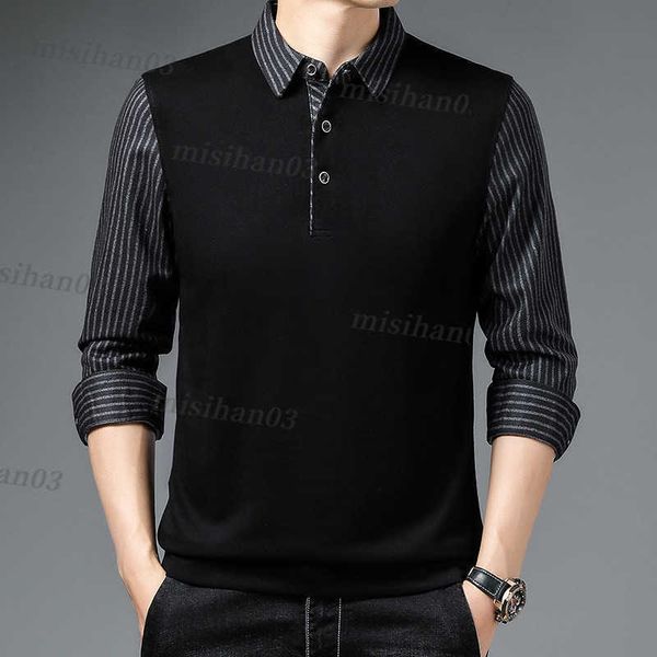 men's polos new fashion striped polo shirts for solid color casual designer long sleeve button collar clothing 2022 y2303, White;black
men's polos new fashion striped polo shirts for solid color casual designer long sleeve button collar clothing 2022 y2303, White;black