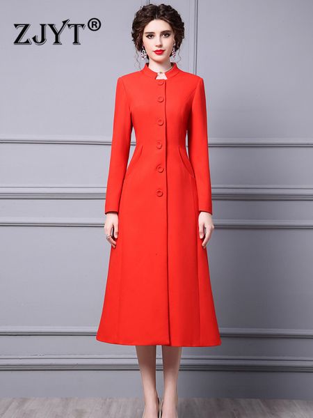 women's trench coats zjyt runway designer elegant autumn winter overcoat women stand collar long coat solid vintage windbreaker outerwe, Tan;black
women's trench coats zjyt runway designer elegant autumn winter overcoat women stand collar long coat solid vintage windbreaker outerwe, Tan;black