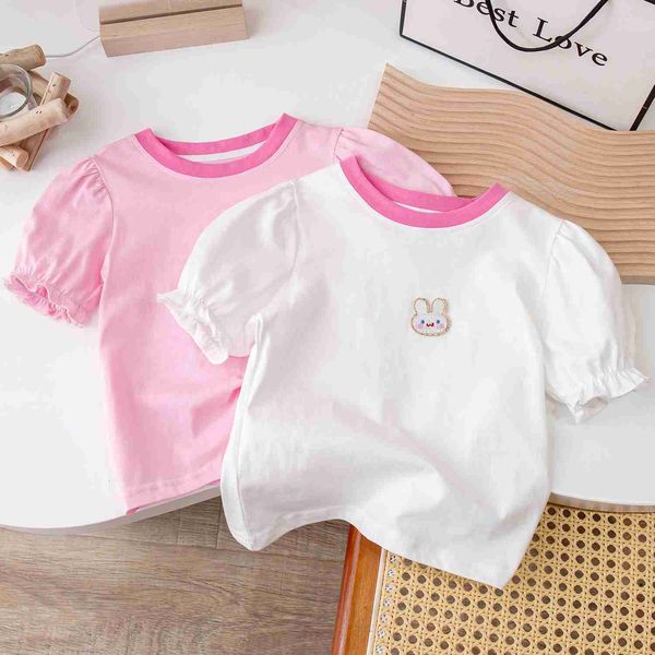 girls' summer korean cartoon rabbit new product 2023 round neck simple versatile pleated bubble sleeve short t-shirt, Black
girls' summer korean cartoon rabbit new product 2023 round neck simple versatile pleated bubble sleeve short t-shirt, Black