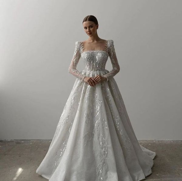 sparkly ball gown wedding dresses bateau long sleeves sequins appliques diamonds beaded floor length 3d lace ruffles lace-up bridal gowns pl, White
sparkly ball gown wedding dresses bateau long sleeves sequins appliques diamonds beaded floor length 3d lace ruffles lace-up bridal gowns pl, White