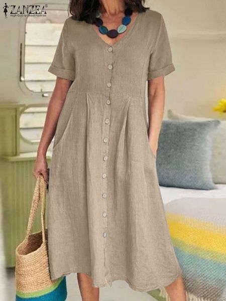 casual dresses zanzea fashion summer v neck short sleeve solid sundress elegant women work midi dress casual buttons down cotton vestidos 23, Black;gray
casual dresses zanzea fashion summer v neck short sleeve solid sundress elegant women work midi dress casual buttons down cotton vestidos 23, Black;gray