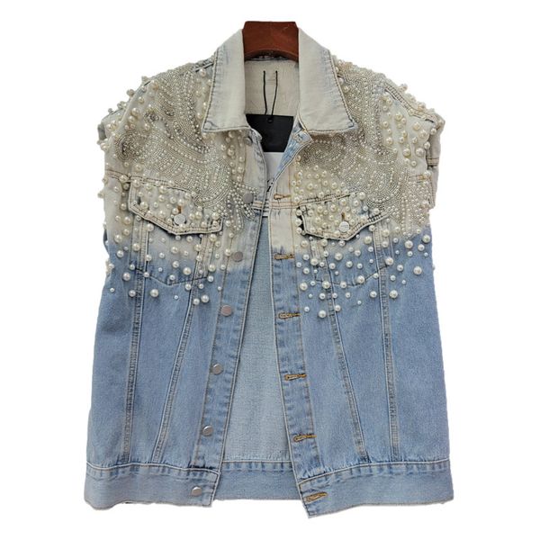 women's vests bead pearl large pocket tie dye contrast denim tank women's loose denim coat fashion sleeveless jeans jacket women&#, Black;white
women's vests bead pearl large pocket tie dye contrast denim tank women's loose denim coat fashion sleeveless jeans jacket women&#, Black;white