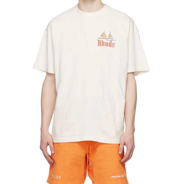 american fashion brand rhude manaco sailboat print short sleeve men's casual large t-shirt half, White;black
american fashion brand rhude manaco sailboat print short sleeve men's casual large t-shirt half, White;black