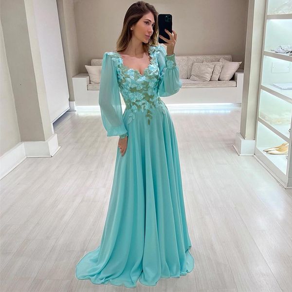 stylish appliqued prom dresses a line long sleeves evening gowns v neckline floor length chiffon formal dress, Black
stylish appliqued prom dresses a line long sleeves evening gowns v neckline floor length chiffon formal dress, Black