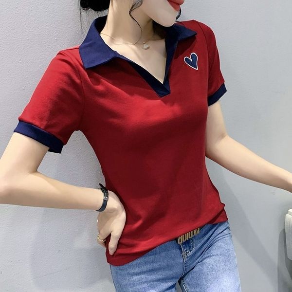 women's polos 6892 red grey green shirt short sleeve cotton embroidery slim turndown collar for women summer 230330, White
women's polos 6892 red grey green shirt short sleeve cotton embroidery slim turndown collar for women summer 230330, White