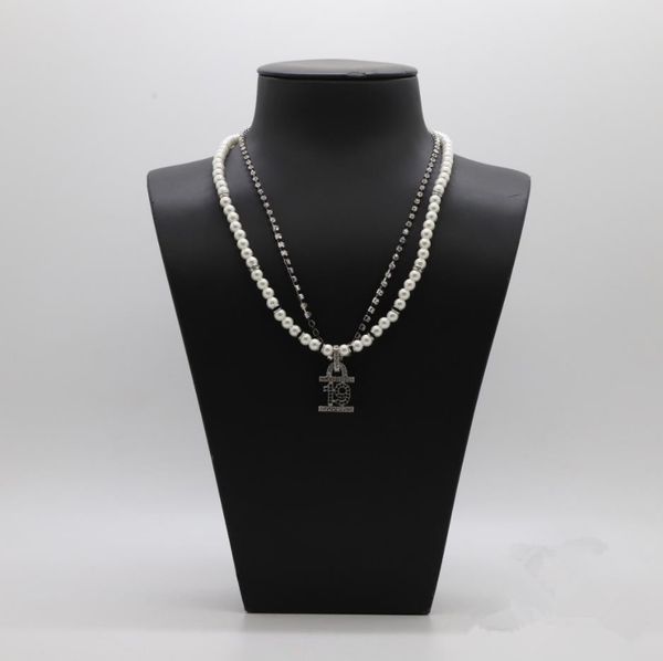 pendant necklaces luxury brand fashion jewelry platinum double color rhinestone pearl digital pendant double layer necklace, Silver
pendant necklaces luxury brand fashion jewelry platinum double color rhinestone pearl digital pendant double layer necklace, Silver
